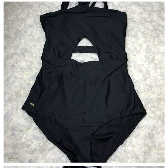Naja Rafaella new with tags black one piece swimsuit strappy tie neck and tie ba - Picture 11 of 12
